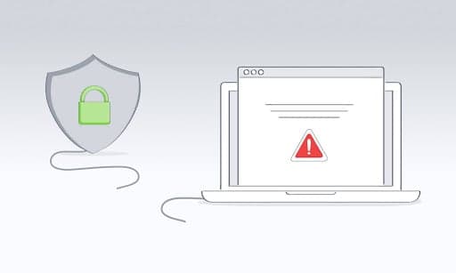 Image of a laptop secured with a padlock and shield, highlighting a lack of data from the firewall in Fastvue Reporter.