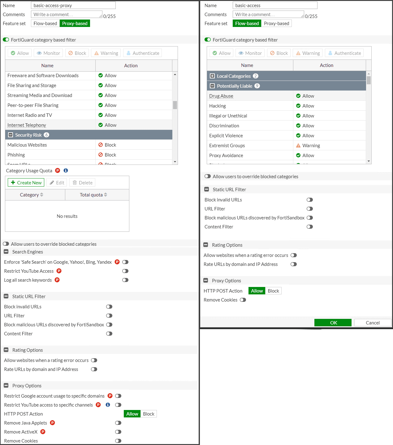 Fortinet FortiGate flow-based vs proxy-based