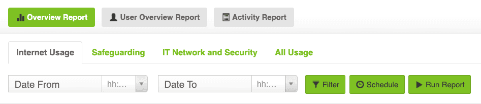 Overview report types in Fastvue Reporter dashboard