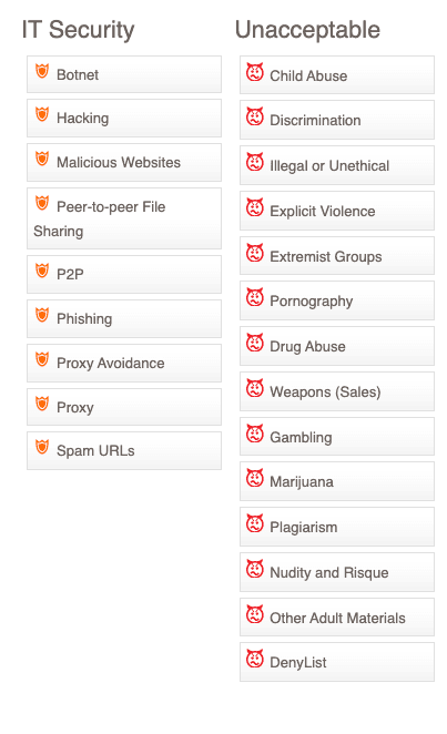 Safeguarding report - unacceptable web categories vs IT security web categories