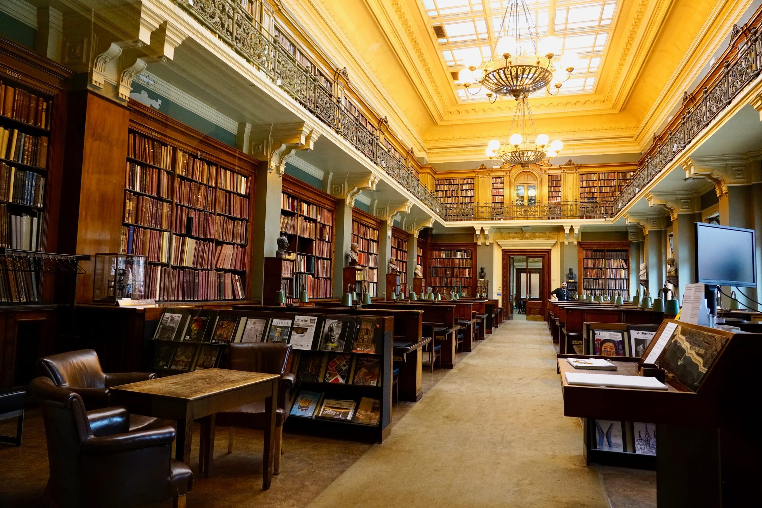 Internal shot of the public library at the Victoria and Albert Museum in the UK