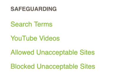 Safeguarding Section Table of Contents