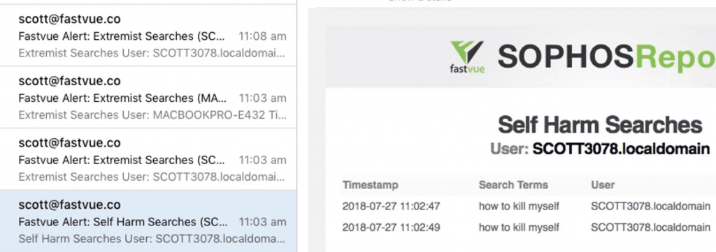 Fastvue Reporter's Email Alerts for Safeguarding Students