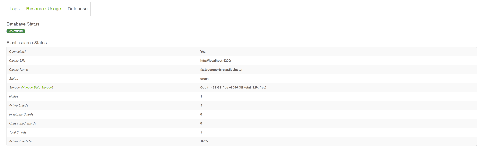 Settings Diagnostic Database