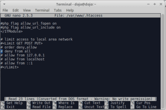 Apache restrictive directive configuration