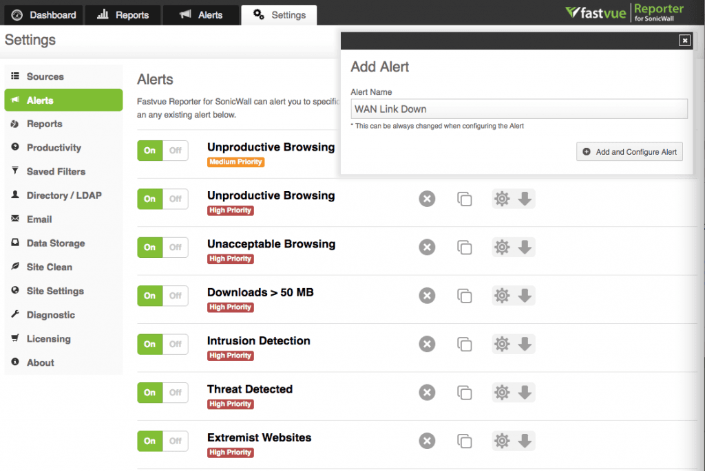 SonicWall Alert - Add Alert