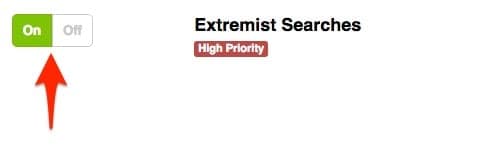 Enabling The Extremist Searches Alert