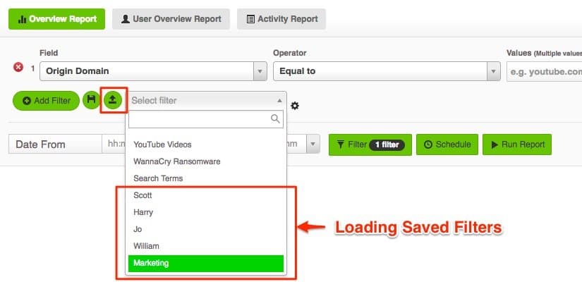 Loading Saved Filters