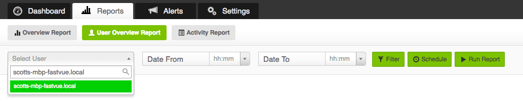 SonicWall User Overview Report using Hostname