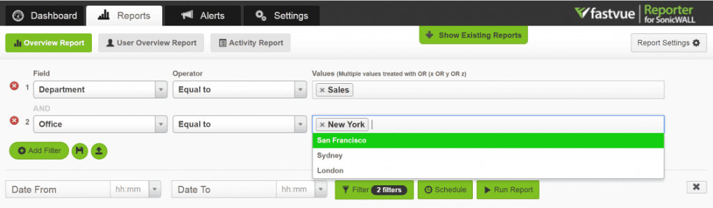SonicWall Reporting On Users Departments Offices Reporting