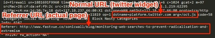 SonicWall Referrer URL in Note Field
