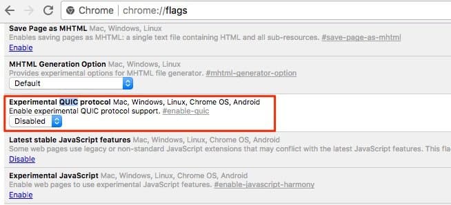 Disable Google Quic In Chrome