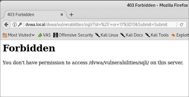 DVWA Forbidden