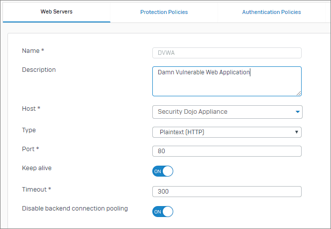 Configuring the Sophos XG web application firewall