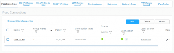 UTM to XG IPSec site-to-site VPN
