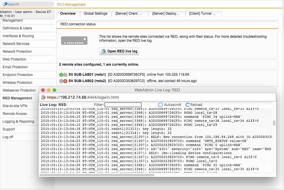 Sophos RED Status