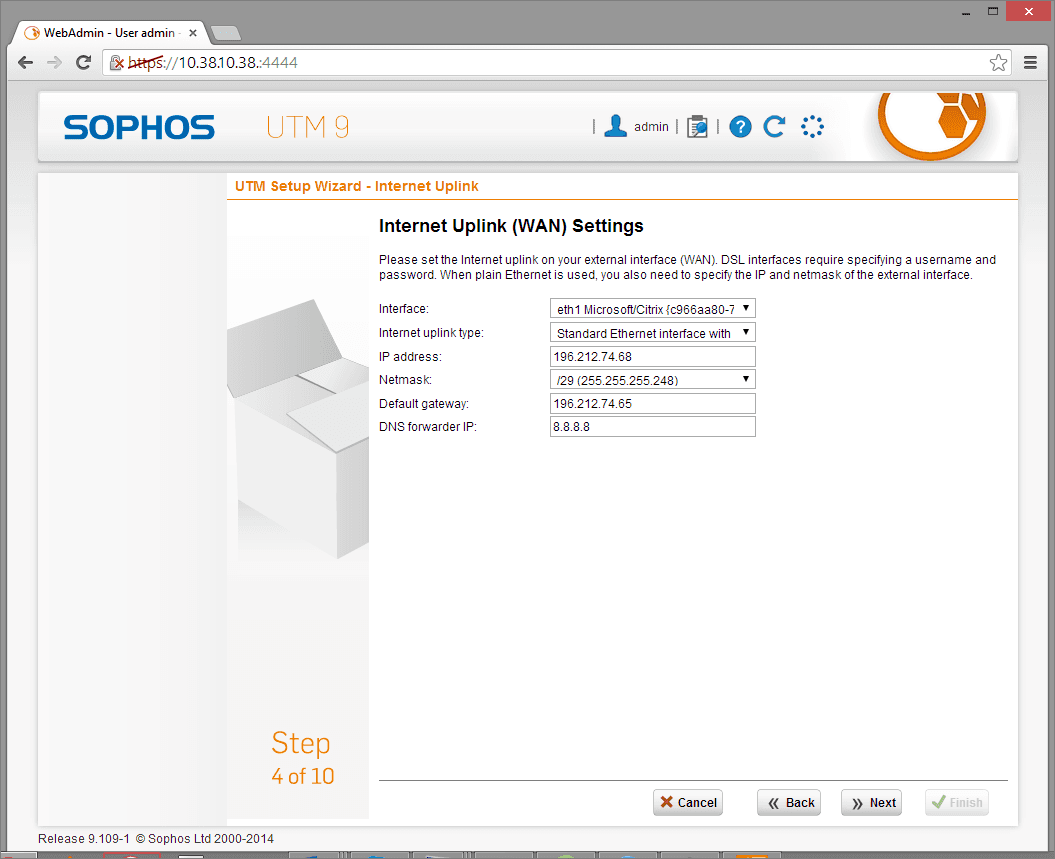 Sophos UTM Deployment - Initial Configuration Wizard 8