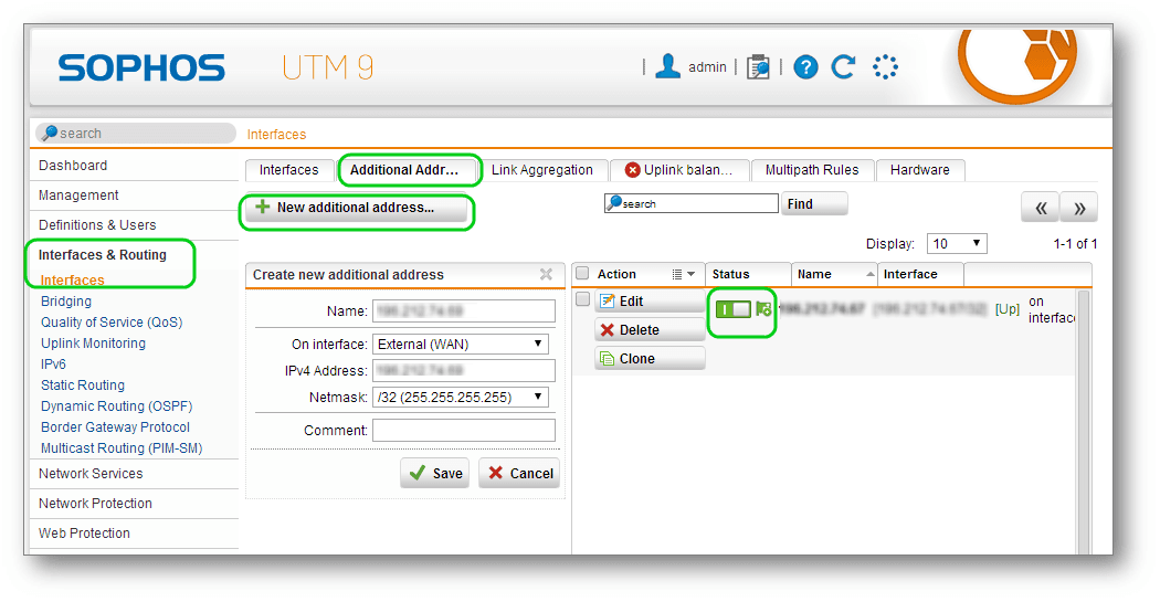 Sophos UTM Additional Address