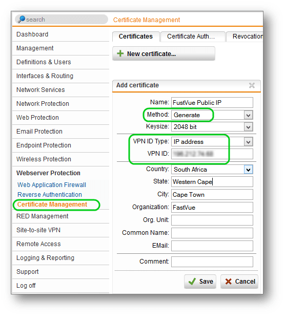 Sophos UTM Certificate Management