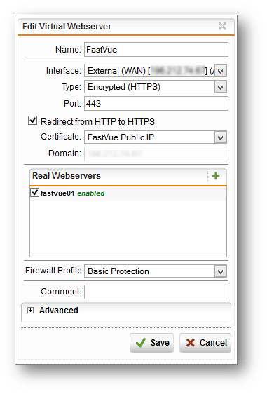 Sophos UTM Virtual Webserver