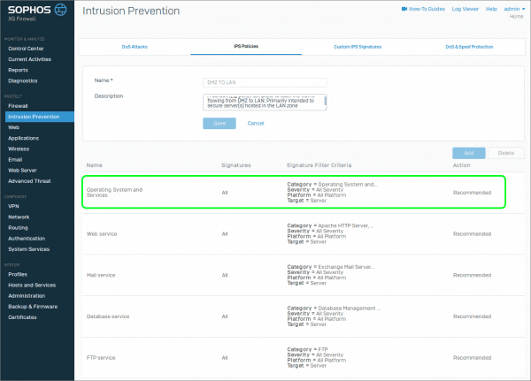Sophos Intrusion Prevention System