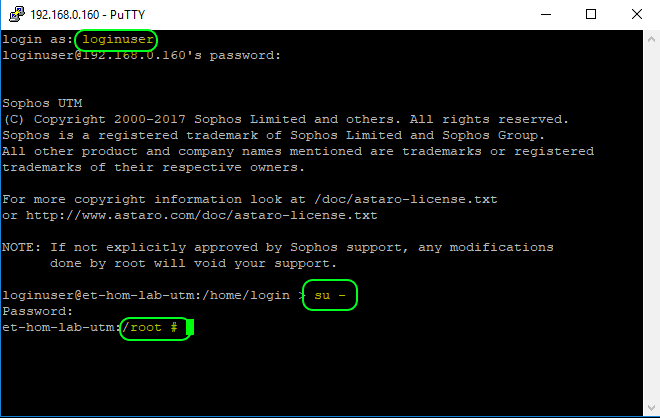 Sophos UTM Shell Login and Elevation