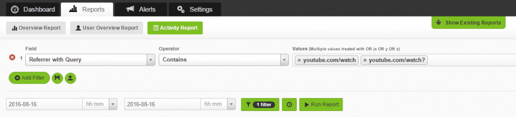 YouTube Videos Report Filter