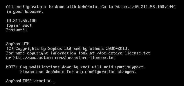 Sophos UTM Successful Root Login