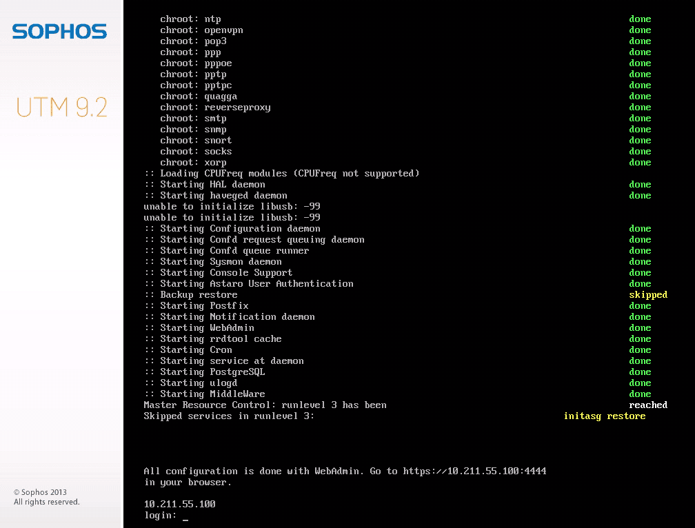 Sophos UTM Console