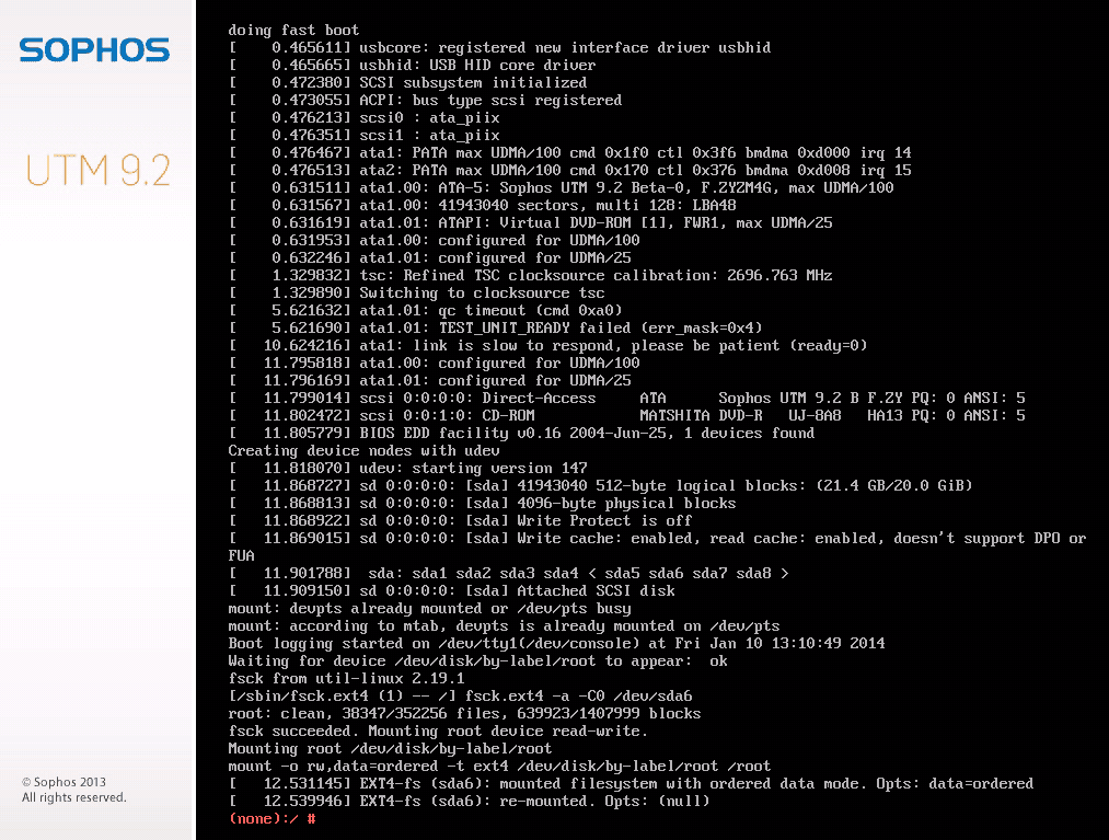Sophos UTM Command Prompt