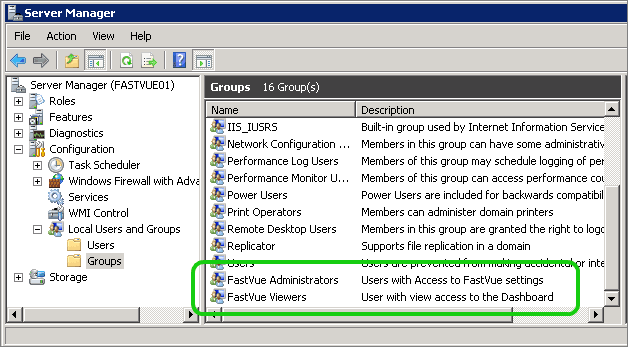 Server Manager Local Groups