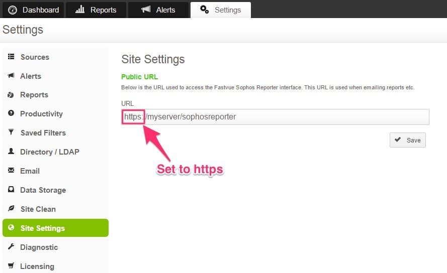 Set the Site Settings to HTTPS