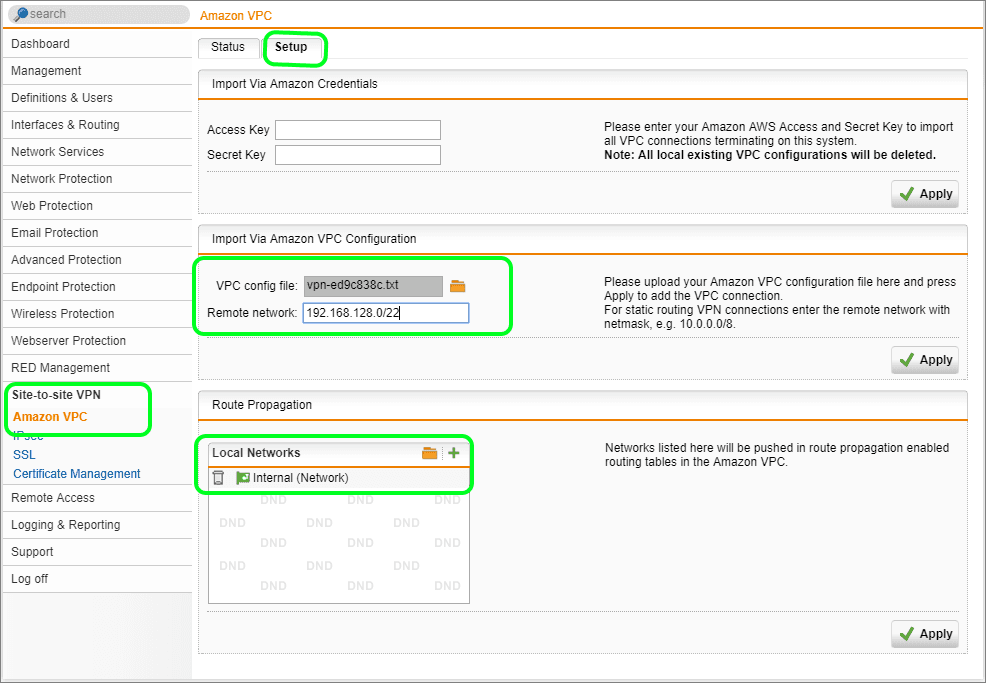 Sophos SG and AWS VPC VPN
