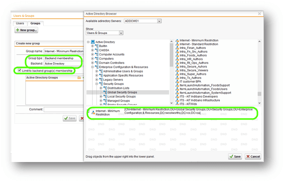 Sophos UTM Active Directory Browser