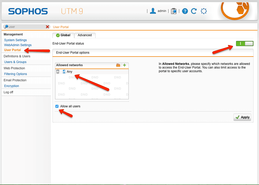 Sophos UTM SSL VPN - User Portal Setup