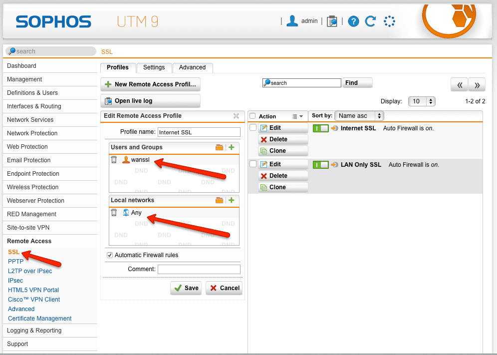 Sophos UTM WAN SSL User