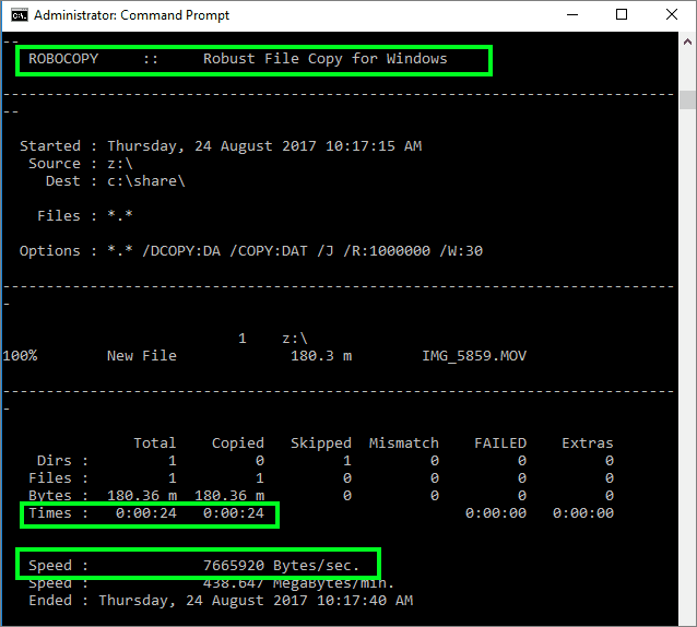 Testing Sophos SSL VPN Performance with Robocopy