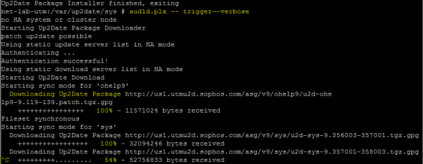 Sophos UTM Up2Date audld.plx --trigger--verbose