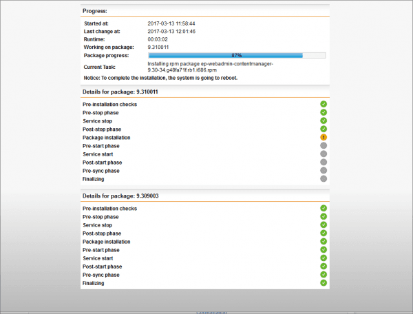Sophos UTM Up2Date Progress
