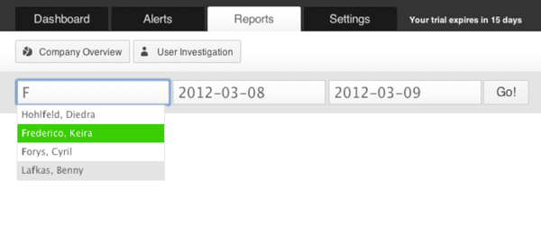 Reports - Select User