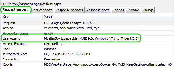 Identifying the User Agent in the HTTP Header using your Browser's Developer Tools