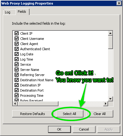 TMG Field Selection - Select All