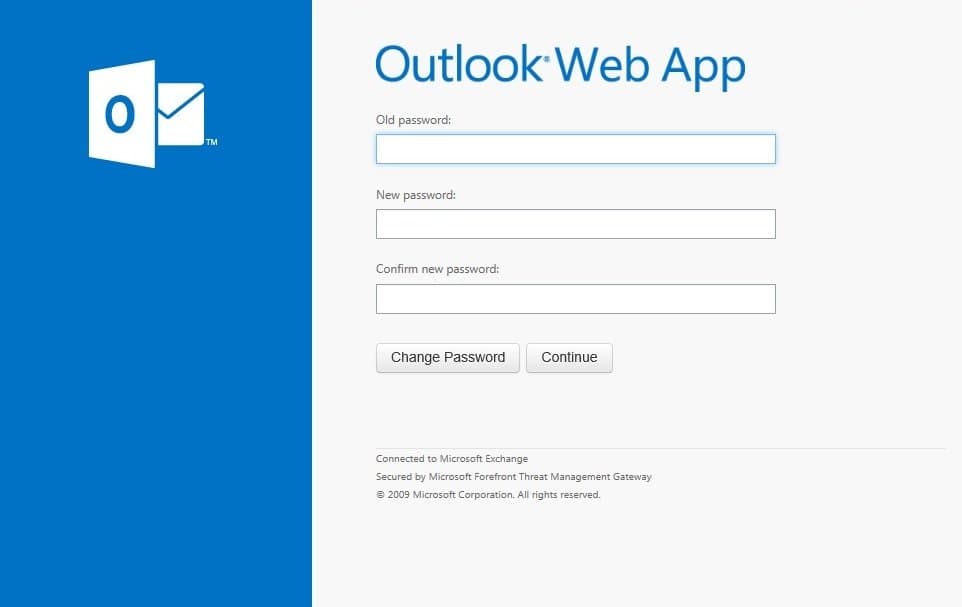 Forefront TMG Exchange 2013 OWA Change Password Form